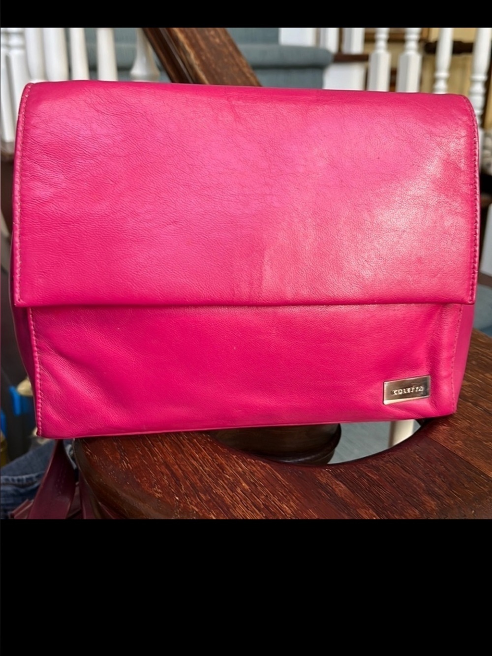 Coletta  Crossbody bag  Clutch Genuine leather  Hot dark Pink 9.25”w x 8”h x 2”d